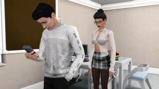 College teacher helps student improve grades (in pantyhose, sex)