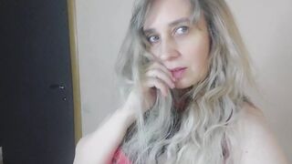 MILF in Red Plays with Vagina Fingers in Panties
