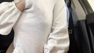 Public squirt in someone else's car. Cream pie!