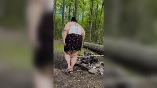 Over the Fire Pit This Horny Girl Squirts a Pond