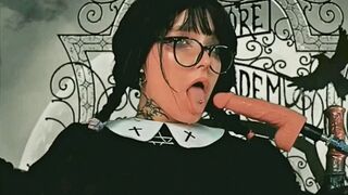 Sexy Wednesday addams gets destroyed by 2 sex machines - multiple explosive finishes ????